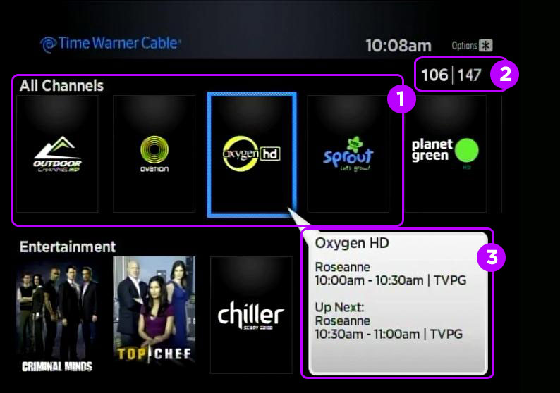 How do you determine whether a channel is HD or not on Time Warner Cable?