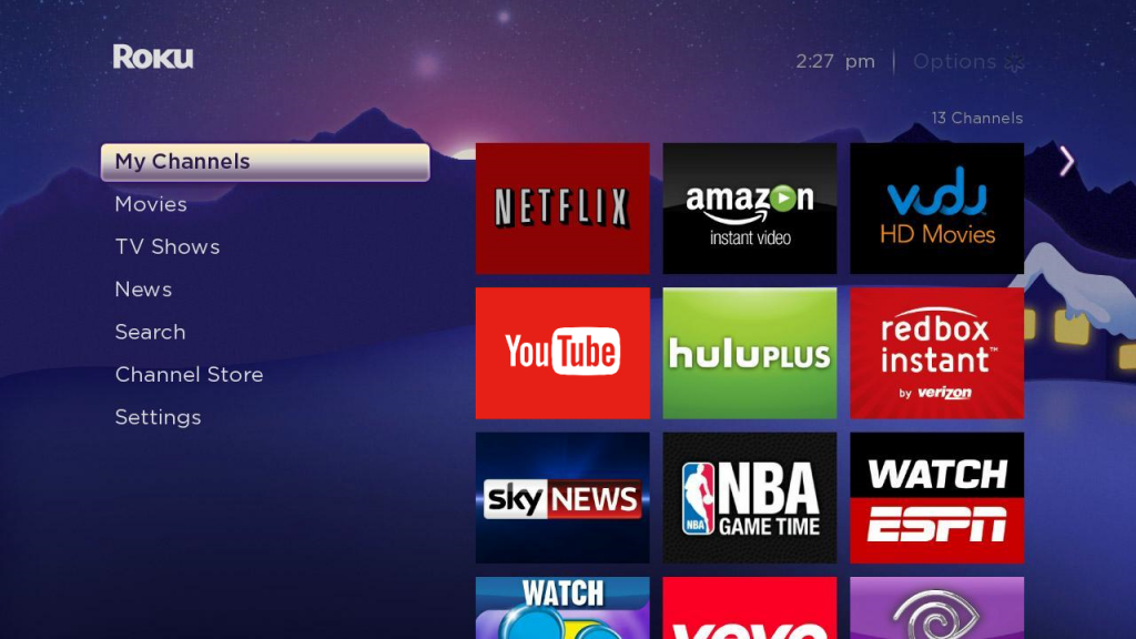 Featured Channels, TV Apps, Roku Channel Store