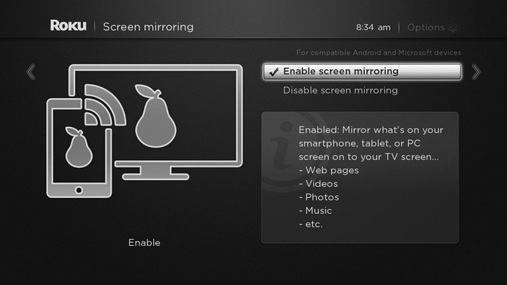 uninstall mirror for roku