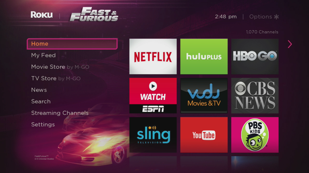 Fast and Furious Roku theme