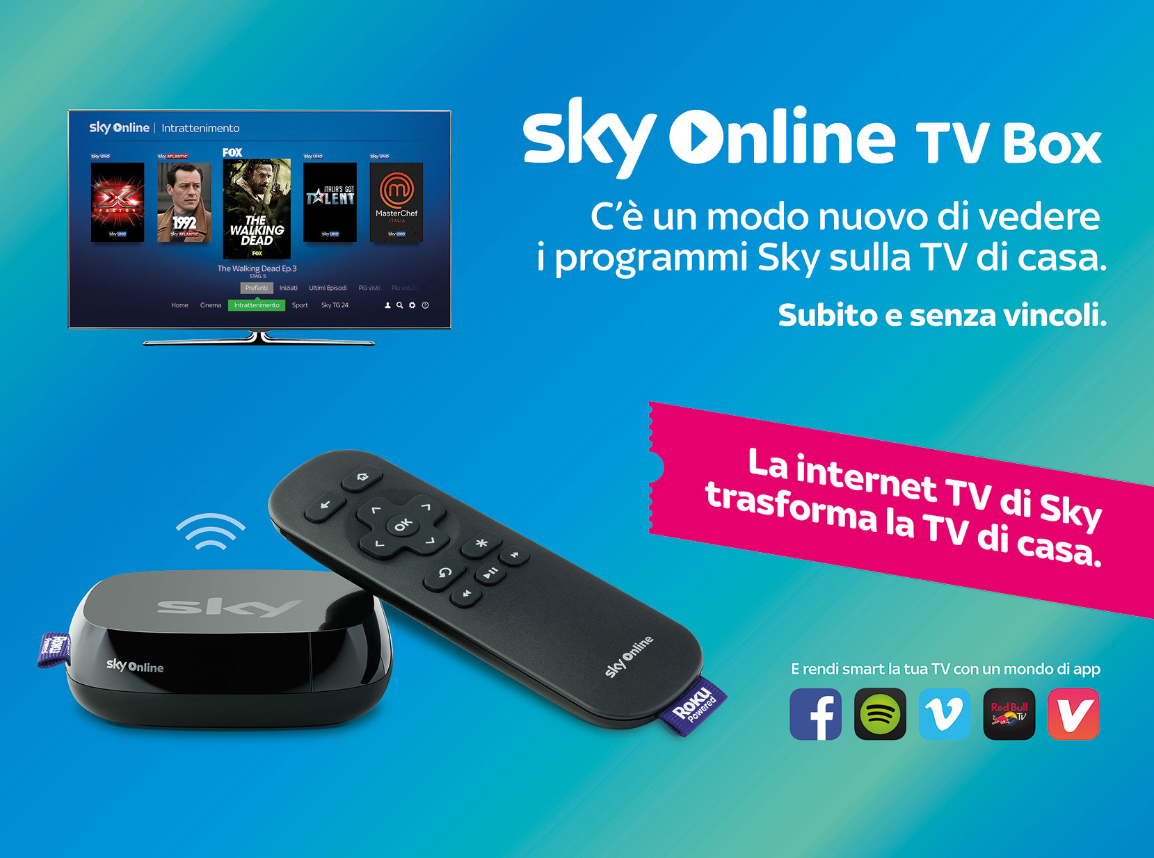 Sky launches the Roku Powered Sky Online TV Box in Italy