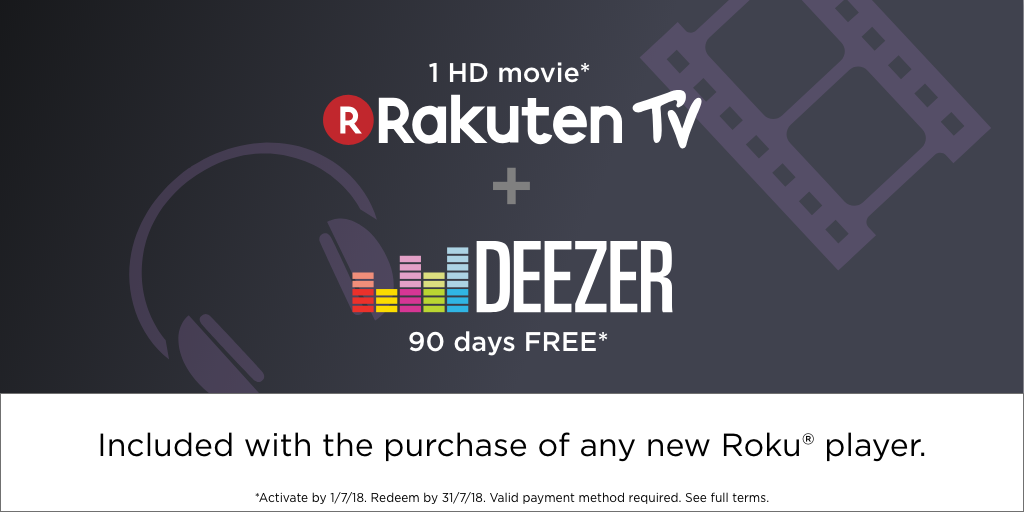 Rakuten TV and Deezer Roku UK promo_TW