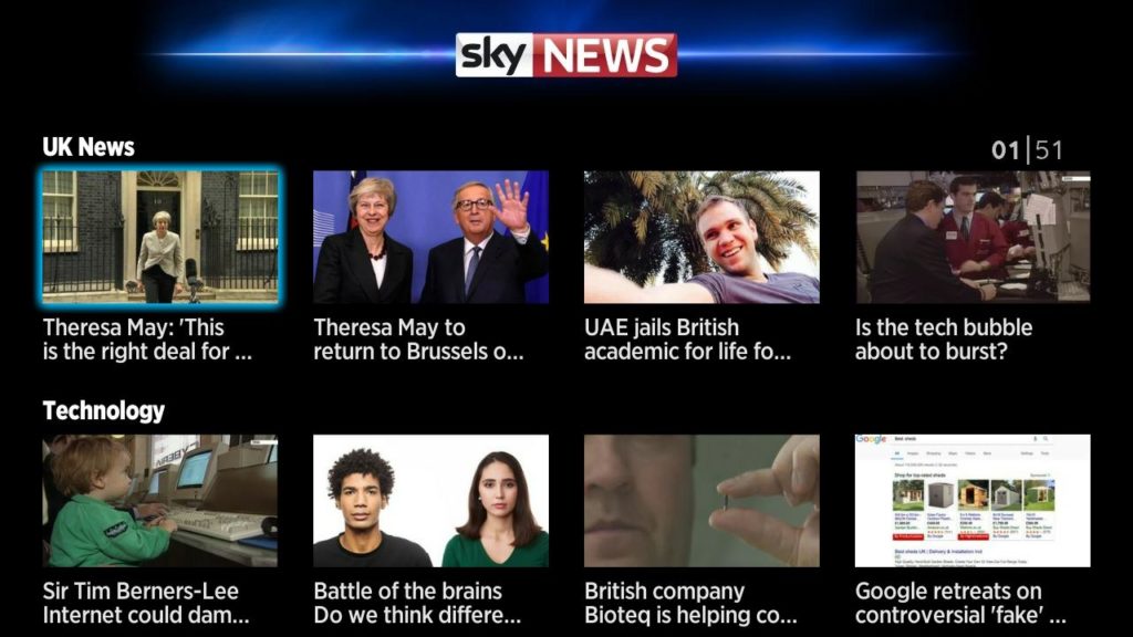 Free news channels in the UK channel store