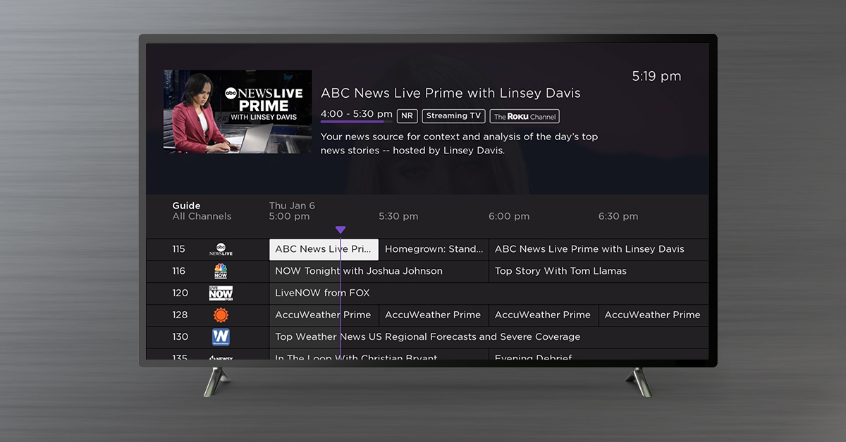 Watch over 350 Live TV stations through The Roku Channel