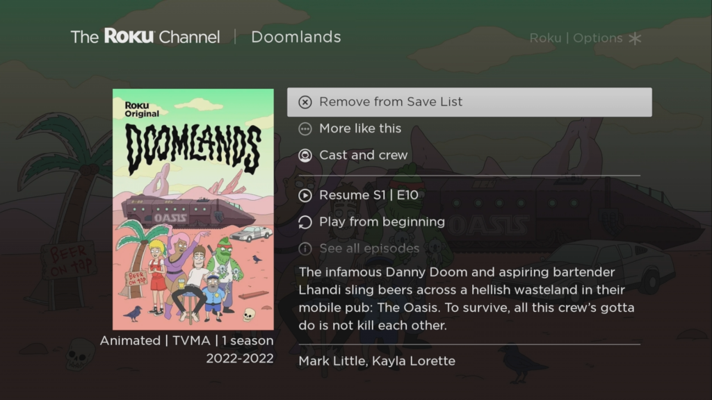 The roku channel adds save list feature