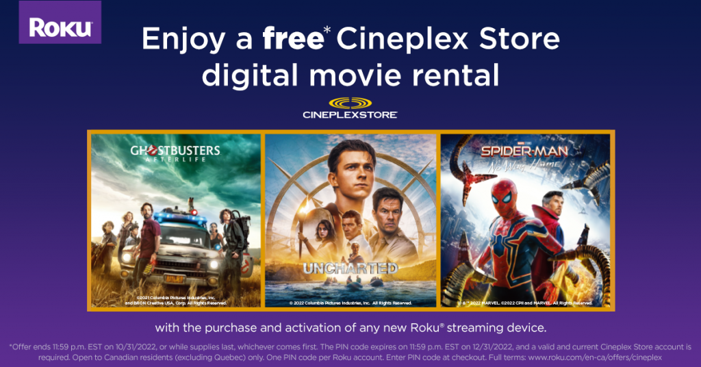 Plan a movie night with a free Cineplex Store digital movie rental!