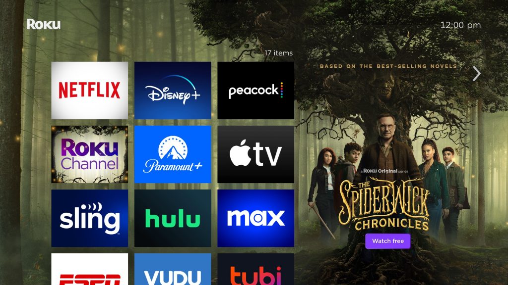 Spiderwick Roku Home Screen