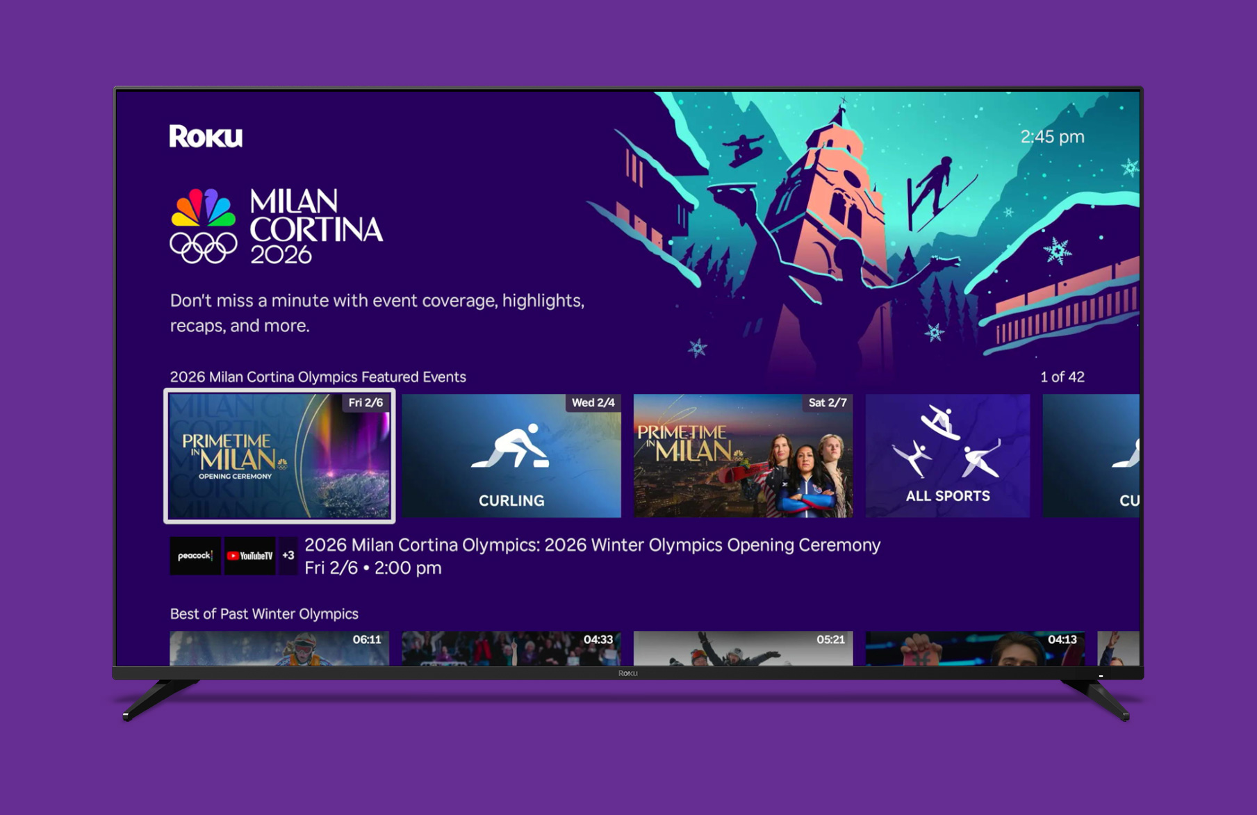 Stream The 2026 Milan Cortina Olympics on NBC and Peacock on Roku devices