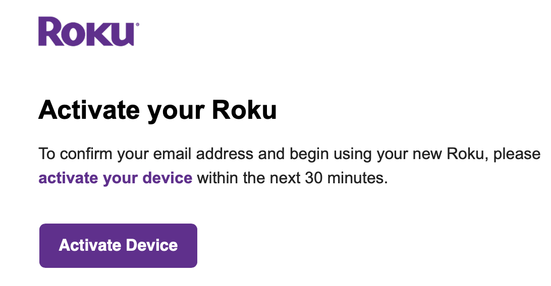 Activate your Roku message