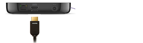 Câble HDMI connecté au lecteur Roku