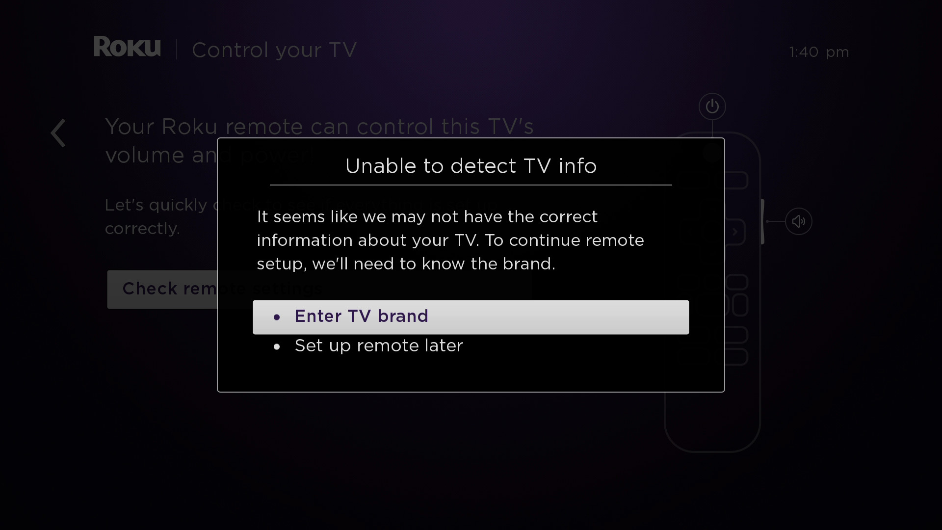 How Do I Set Up My Roku® Enhanced Remote To Control My TV? | Official ...