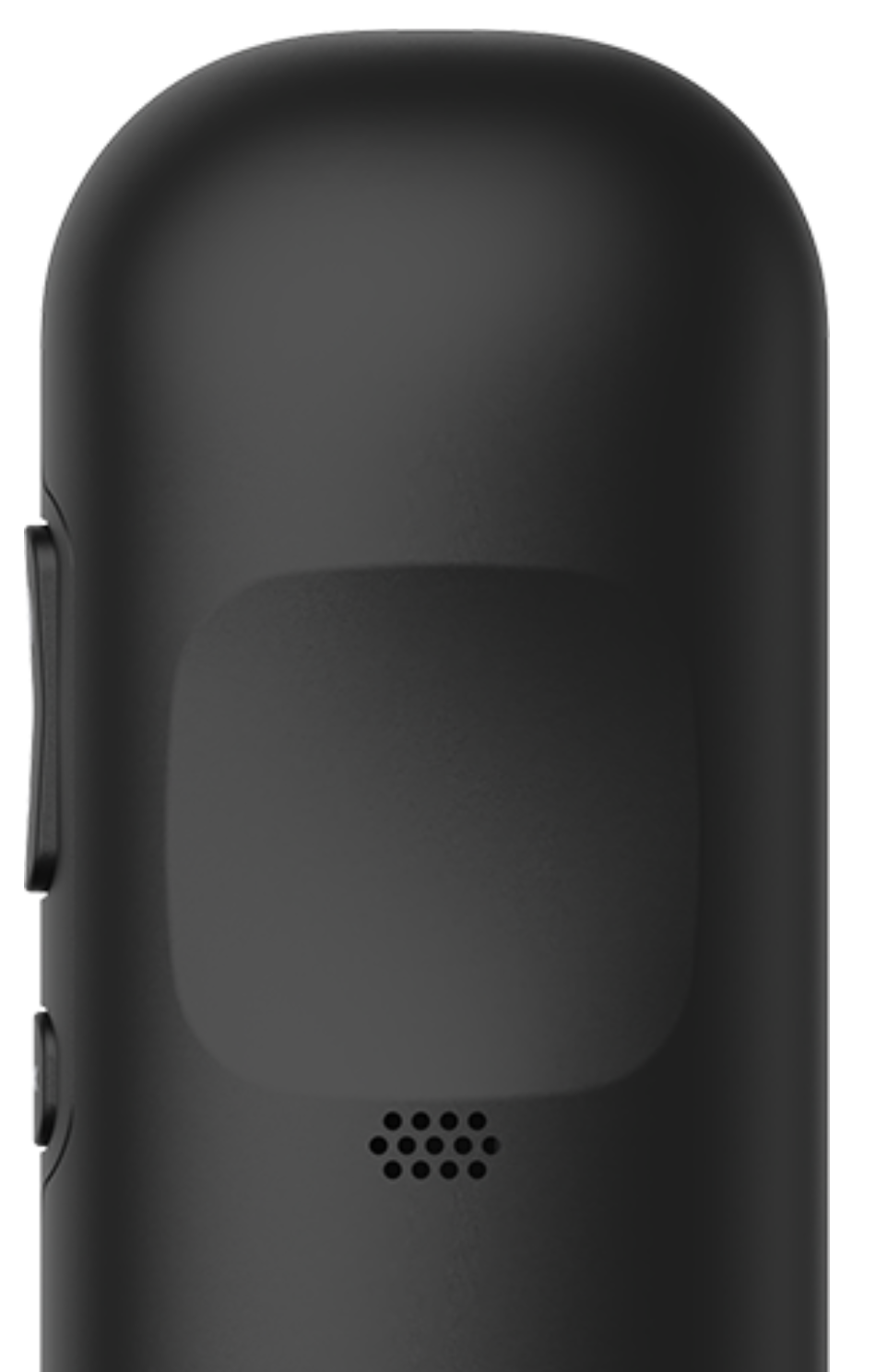 Close up view of speaker holes on the back of a Roku voice remote that supports lost remote finder