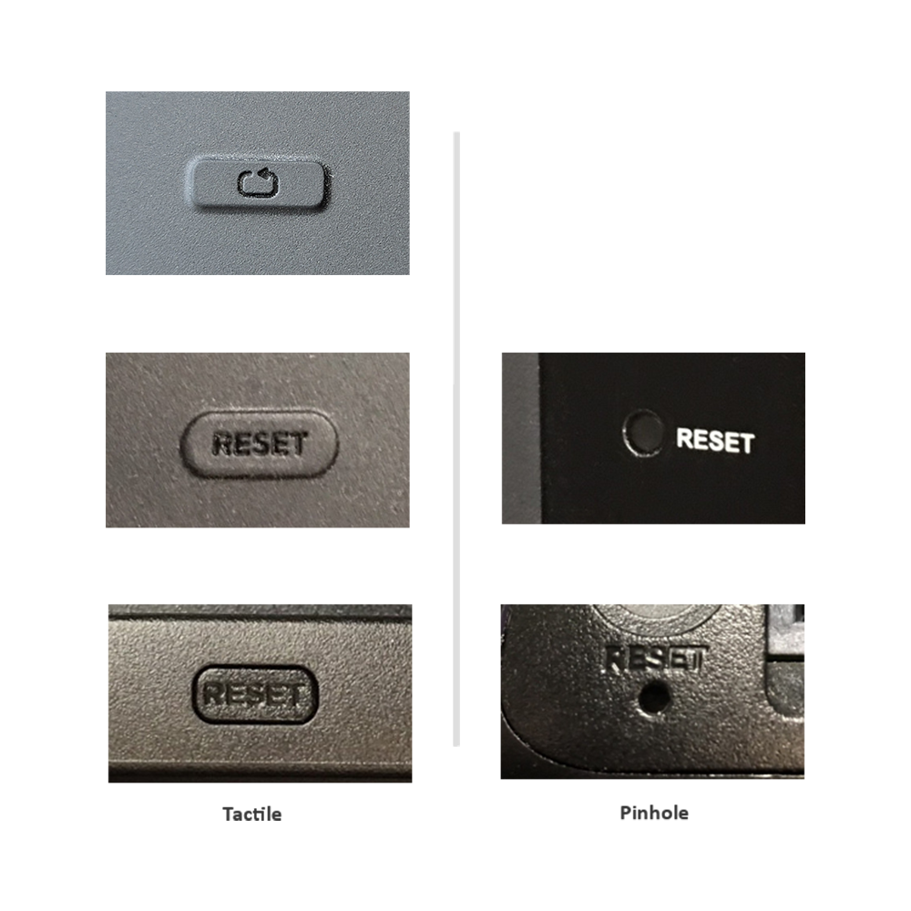 Example of physical reset buttons on a Roku TV or Roku player