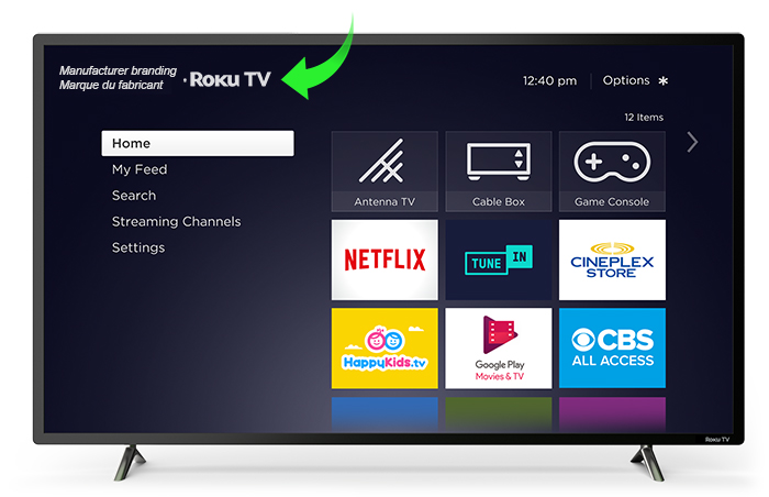 look for the Roku TV logo on the home screen