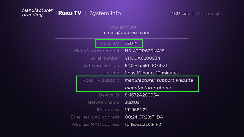 check the system info page to see if you have a Roku TV