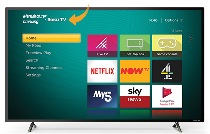 look for the Roku TV logo on the home screen