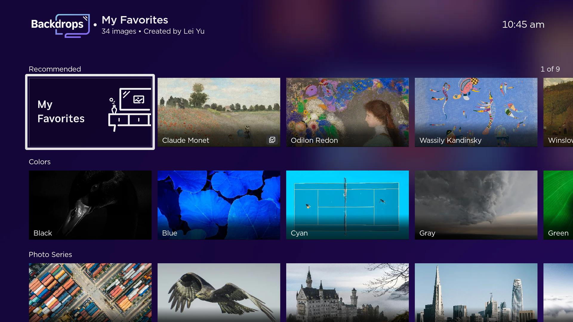 Roku Backdrops My Favorites Album