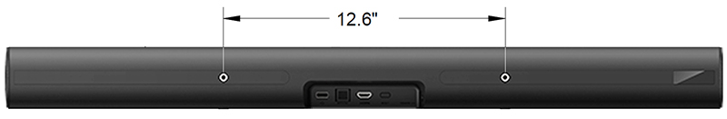 Back panel of Roku Smart Soundbar with mounting sockets