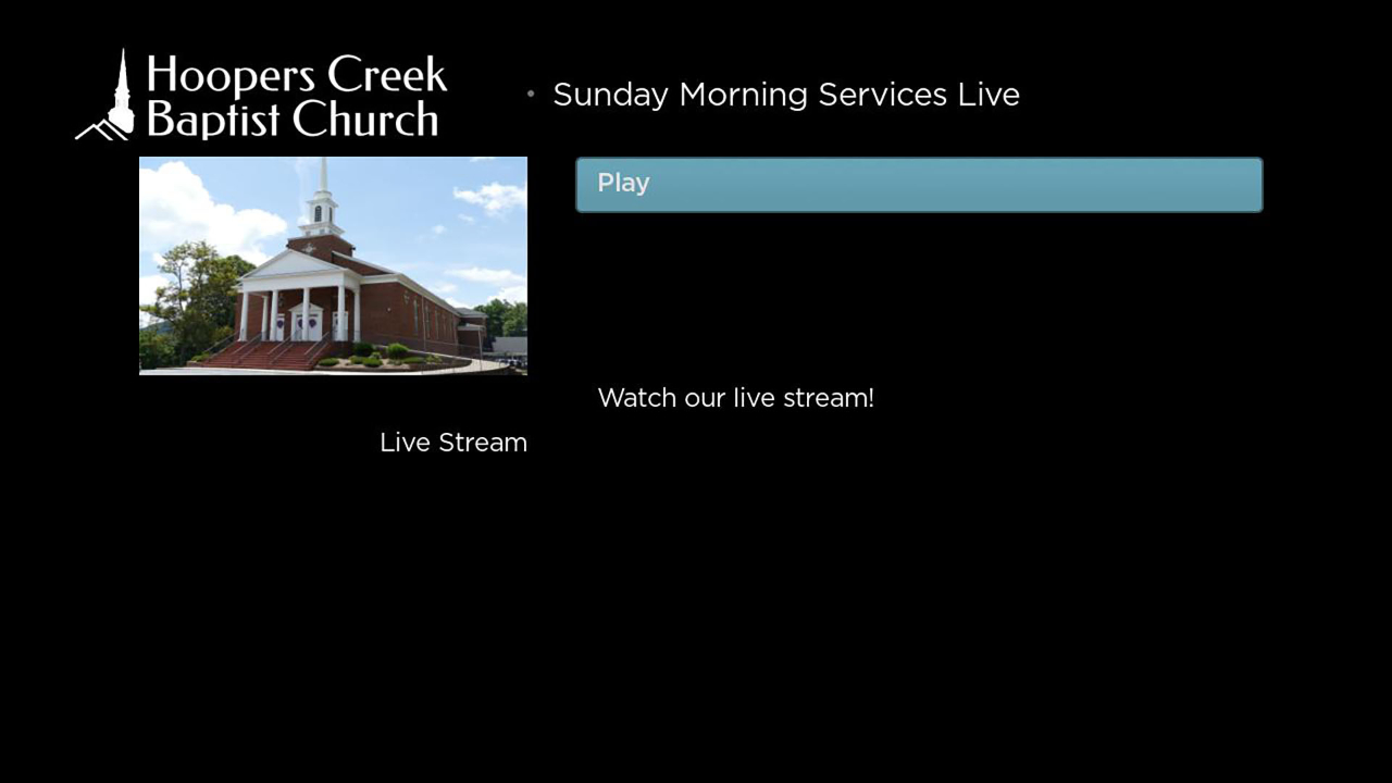 Hoopers Creek Baptist Church TV App Roku Channel Store Roku