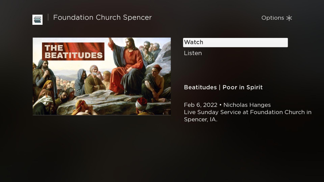 Foundation Church Spencer TV App Roku Channel Store Roku