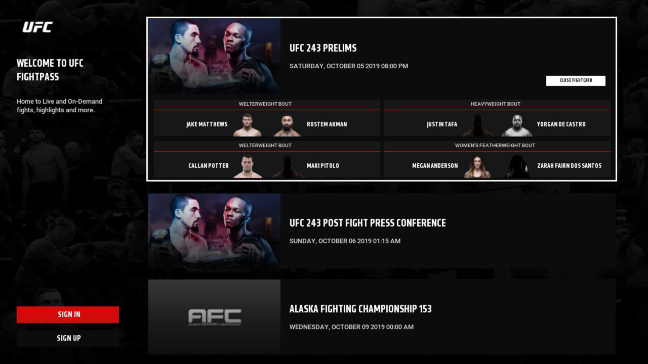 can you watch ufc pay per view on roku