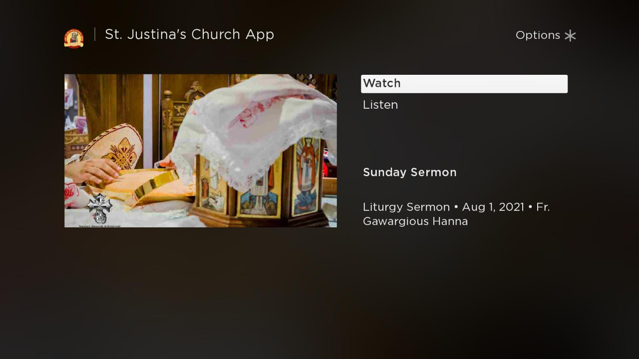 St. Justina's Church App TV App Roku Channel Store Roku