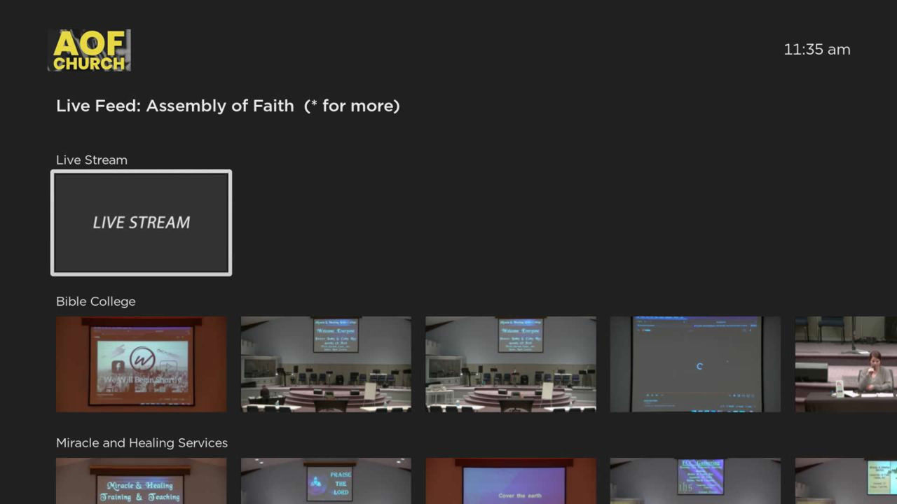 AOF Church | TV App | Roku Channel Store | Roku