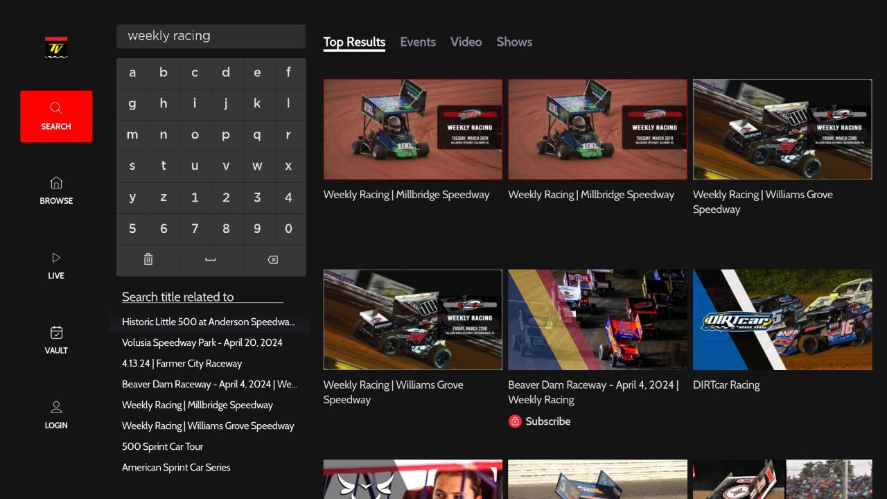 DIRTVision TV App Roku Channel Store Roku