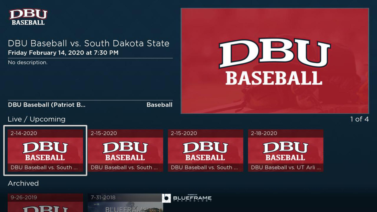 DBU Baseball TV App Roku Channel Store Roku
