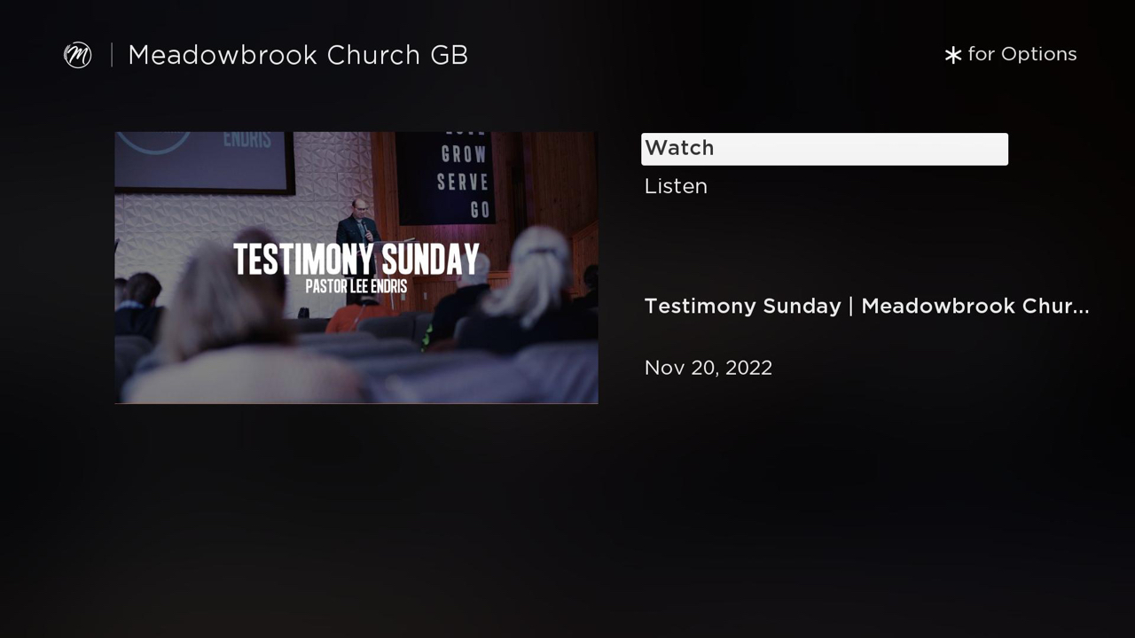 Meadowbrook Church GB TV App Roku Channel Store Roku