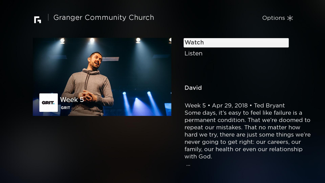 Granger Community Church | TV App | Roku Channel Store | Roku