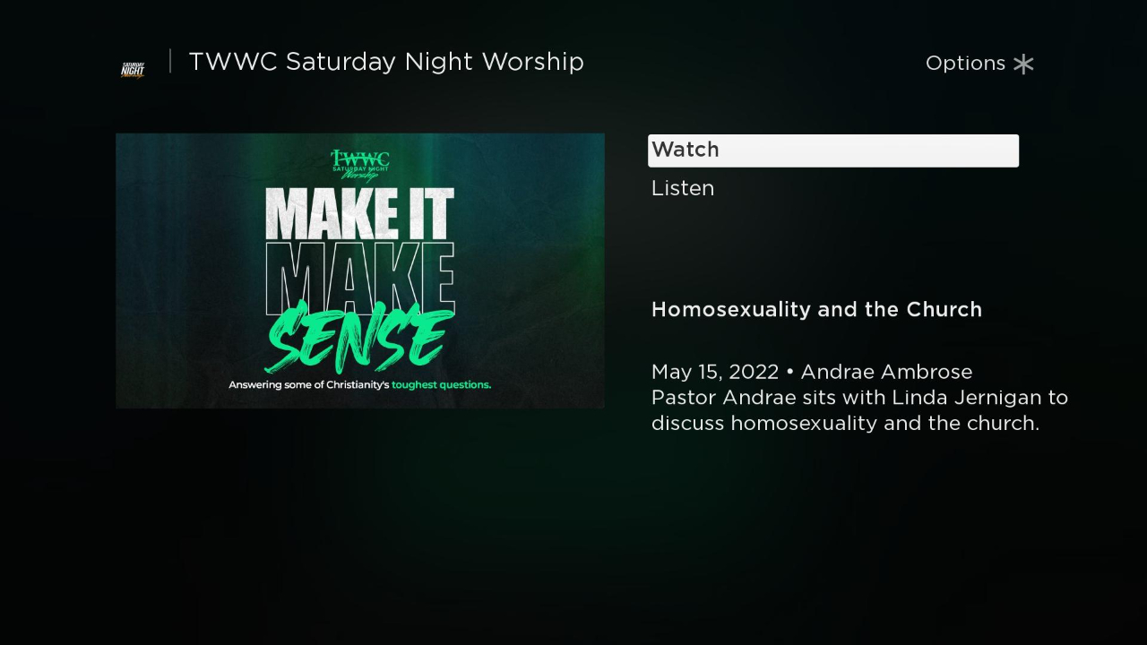 TWWC Saturday Night Worship | TV App | Roku Channel Store | Roku