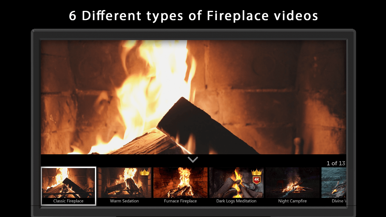 Fireplace Videos 24/7 Fire Screen saver HD Channel TV App Roku