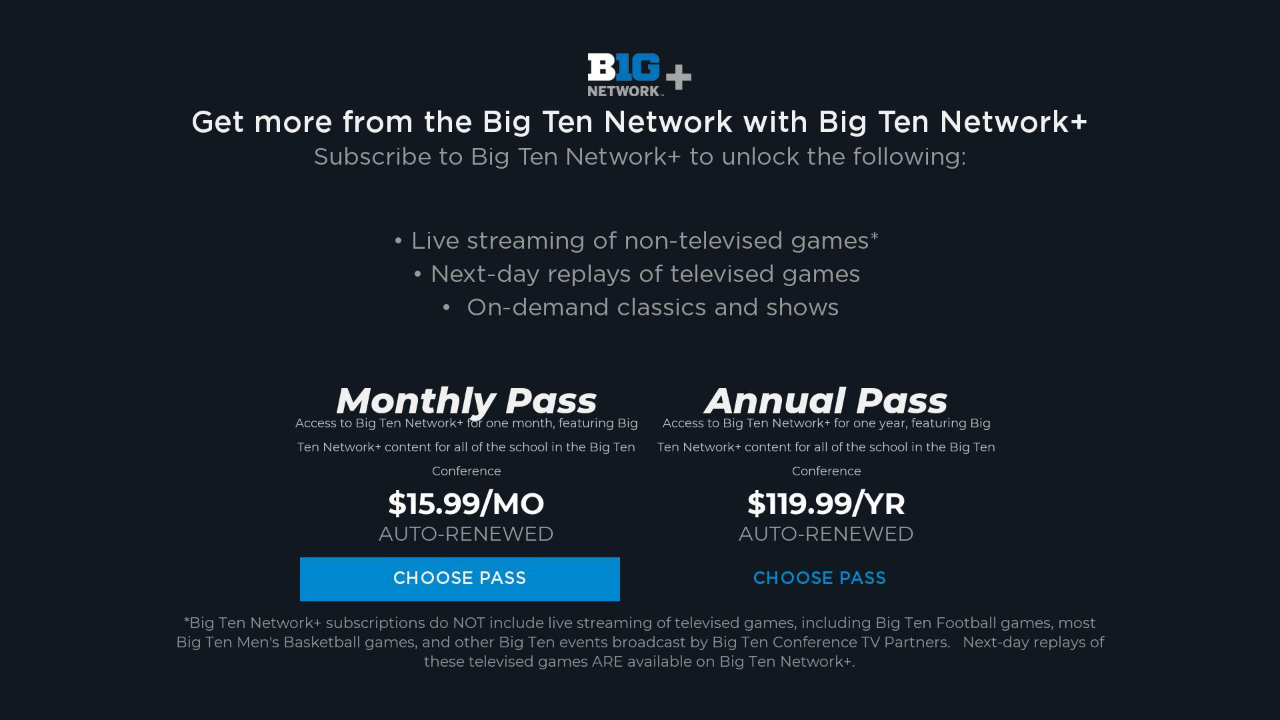 Big Ten Network+ Roku Channel Store Roku