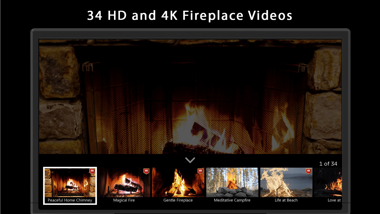 Fireplace Master Collection Fire Video Screensaver TV App Roku
