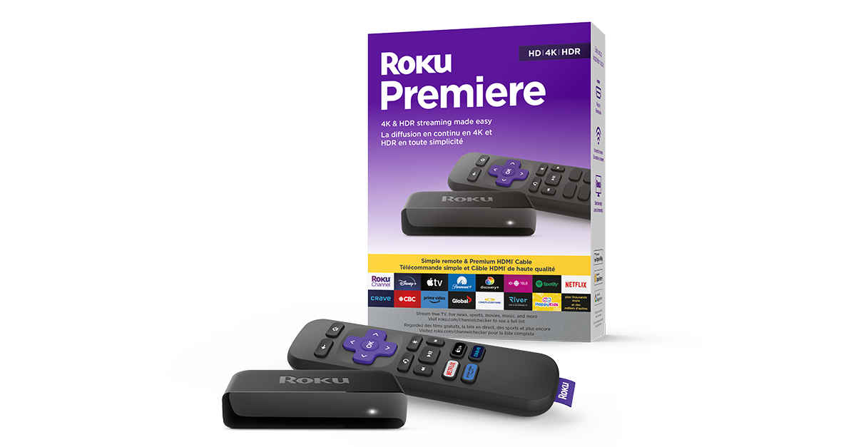 Roku Premiere | HD/4K/HDR Streaming Media Player, Simple Remote and Premium  HDMI Cable, Black