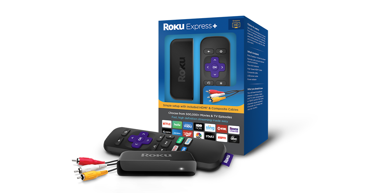 includes HDMI and Composite Cable HD Streaming Media Player Roku Express+ 